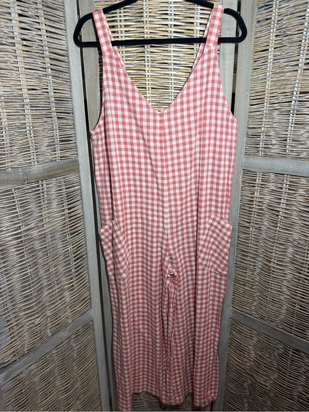 Pink Gingham Sleeveless Jumpsuit